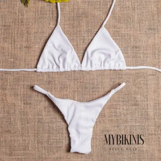 Biquíni fio duplo com calcinha cortininha de marquinha de fita - Fúcsia