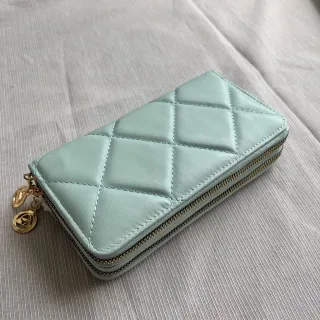 Bordada Feminina Carteira em 2 Zíper - Preto1102