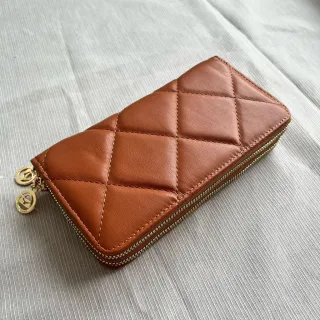 Bordada Feminina Carteira em 2 Zíper - Preto1102