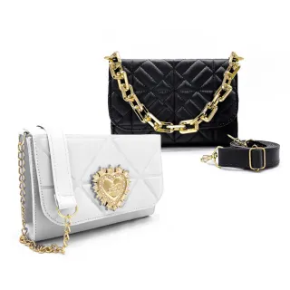 Bolsa Coração e Kit de Bolsas Transversais Femininas - Luxo - rosa/branco