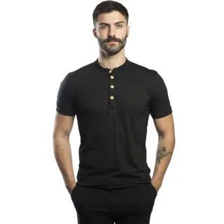 Malha PET Slim Camiseta Henley Gola Padre - Raryel - MESCLA