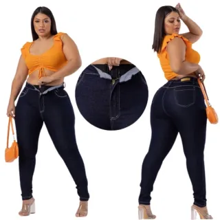 Modeladora Cinta Jeans Plus Size Feminina Calça Super Lipo - 52