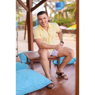 Camisa Manga Slim Botão Amarela - Moda Masculina - AMARELA
