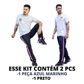 Uniforme Academia Tactel Adulto - 2 Calças Sem Forro - 1 PRETO-1 AZUL- MARINHO
