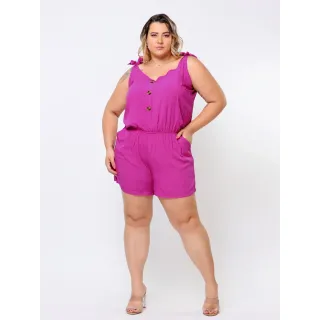 Macacão Macaquinho Plus Size Feminino GG G1 G2 - bordo 22