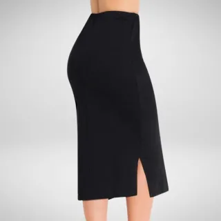 Moda Evangélica: Saia Preta Cintura Alta Midi Lápis Secretária - Lilás