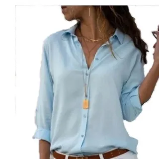 Camisa Social Feminina Lisa Manga Longa Premium - Raryel - Branco