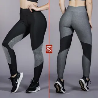 Legging Fitness Feminina Lisa - Kit com 2 Calças Leggings Sortidas - 1 PRETA + 1 CINZA