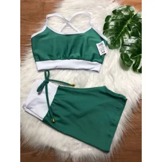 Conjunto Fitness Feminino Alcinha e Short com Cordinha - Rosa rosa bebê