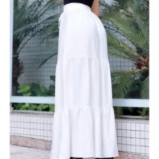 Saia Branca Longa Três Maria Cintura Alta com Forro - Vermelha