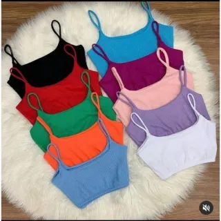 Canelado alça fina top cropped - Lilás