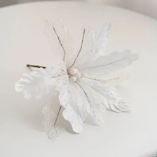 Decorações de Natal Glitter Flores Artificiais Falsas - Enfeites para Árvore Feliz - red gold_14cm