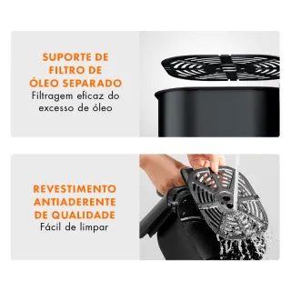 Air Fryer Gaabor Retrô 3,5L Sem Óleo - Desligamento Automático - Cinza (Fosco)