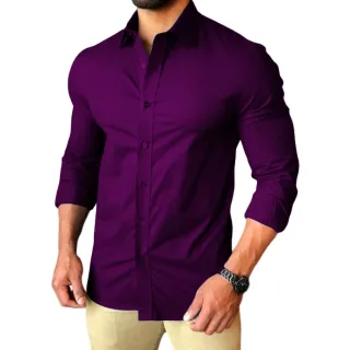 Camisa Masculina Luxo Slim Fit - Pronta Entrega Frete Grátis - Azul Claro