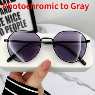 Óculos Feminino Fotocromáticos Anti-Radiação Azul Plamis Metálico Preto - Prata