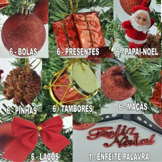 Decoração completa de Natal: Árvore com 57 enfeites e pisca de 60cm - Único