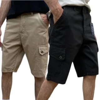 Bermuda Cargo Masculina Brim Preto Bege - Várias Cores - Verde