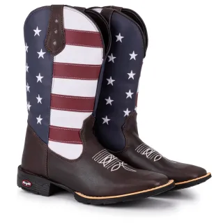 Borracha Country Masculina Texana, Bico Quadrado - Estados Unidos - 37