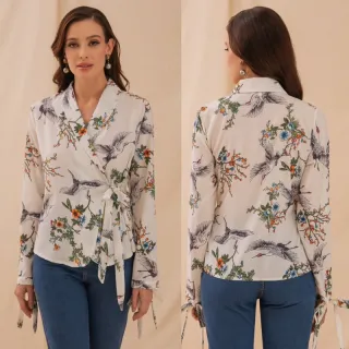 High - Camisa Social Estampa De Passaros / W99912 - Azul