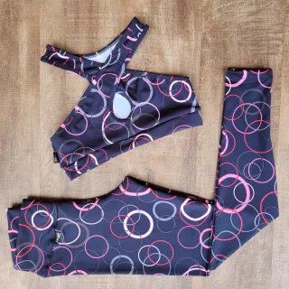 Feminino Fitness Conjuntos Calça e Top - Kit 3 Academia - Estampa variada
