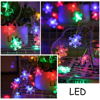 Festa de Natal: Cortina LED Snowflake 6 Metros - Prova d