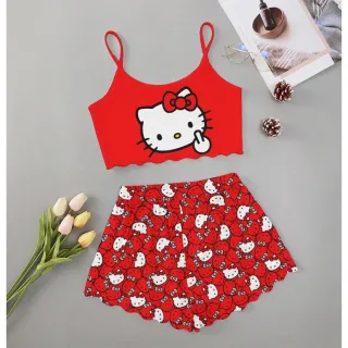 Moda verão: Pijama feminino personagens adulto - Roupa de dormir baby Doll - M15