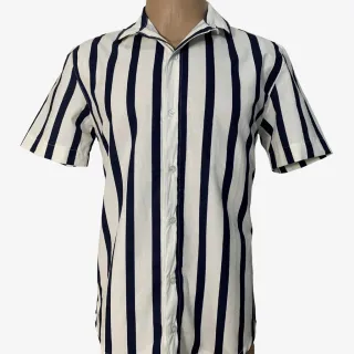 Camisa Slim Masculina Estampada Listrada - Compre Online na Raryel - 28- Floral Branca e Azul