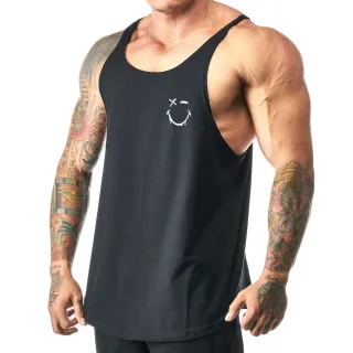 Estampa Shadow Smile - Regata Cavada Masculina em Algodão Bombey - Branca