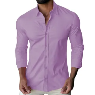 Camisa Masculina Luxo Slim Fit - Pronta Entrega Frete Grátis - Azul Claro
