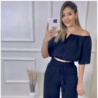 Moda Linda Blusa Feminina Cropped Decote V Ciganinha Tendências Super! - Verde água