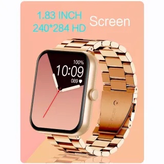 Relógio Inteligente Esporte Impermeável Smartwatch - Tela Grande 1.83 polegadas para Homens e Mulheres - Silicone-dourado