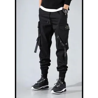 Conjunto Masculino Hip Hop + Calça Cargo Preta - Camiseta preta + calça preta