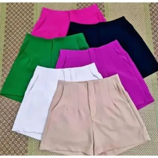 Short Zara Cintura Alta Alfaiataria - Laranja