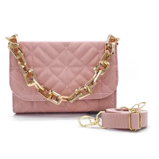 Alça de Mão e Transversal Bolsa Feminina Luxo com Corrente - luxo preta