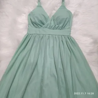 Vestido forrado alça longo de festa Tule - Azul Marinho