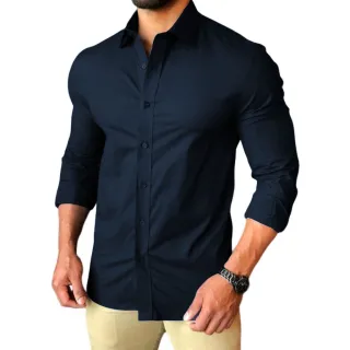 Camisa Masculina Luxo Slim Fit - Pronta Entrega Frete Grátis - Azul Claro