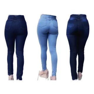 Promoção Kit 3 Calça Jeans Feminina Cintura Alta com Lycra - Empina Bumbum - 42