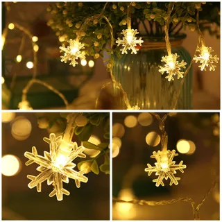 Festa de Natal: Cortina LED Snowflake 6 Metros - Prova d