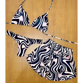 Kit Biquíni 3 Peças - P M G GG - Listrado