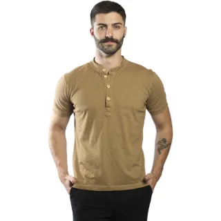 Malha PET Slim Camiseta Henley Gola Padre - Raryel - MESCLA