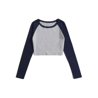 Blusa Cropped Manga Longa Raglan - Moda Feminina - BRANCO/PRETO