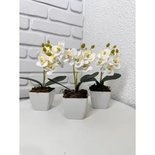 Decoração com arranjo de orquídeas permanentes - Kit de três vasinhos - TRIO MODELO 5