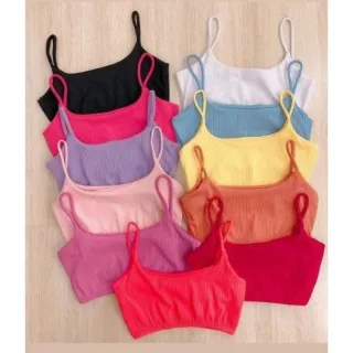 Canelado alça fina top cropped - Lilás