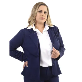 Uniforme secretária: Blazer feminino para trabalho no escritório - Azul-marinho