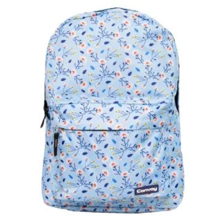 Envio Já! Mochila Universitária Casual Impermeável - Estampas Diversas - Flores Azul Claro