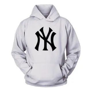 Blusa de Frio Canguru Moletom Feminino em Algodão New York NY - Cinza