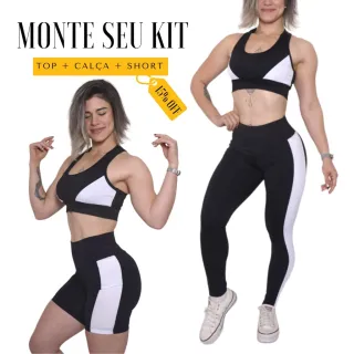 Monte seu KIT Fitness Feminino: Calça Legging, Top e Short - SHORT