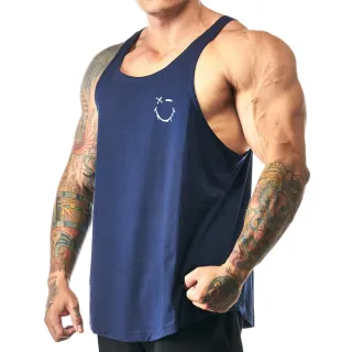 Estampa Shadow Smile - Regata Cavada Masculina em Algodão Bombey - Branca