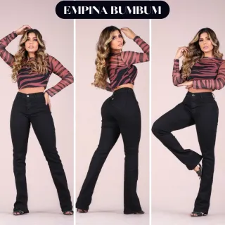 Calça Bailarina Country Feminina Cintura Alta Flare com Lycra Levanta Bumbum - 46