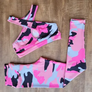 Feminino Conjuntos Fitness Calça E Top De Academia Kit 4 - Estampa variada